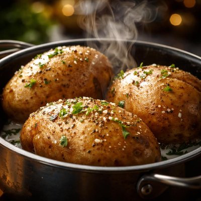 Image of Three Potatoes in a Pot