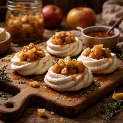 Image of Thyme Meringue Cookies with Boozy Apple