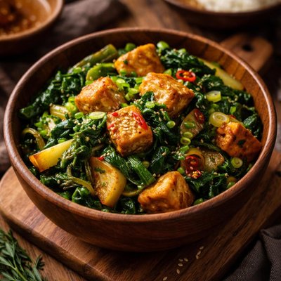 Image of Tibetan Greens with Tofu Tse Tofu