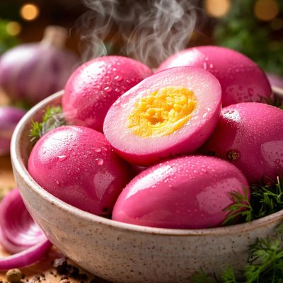 Image of Tickled Pink Pickled Eggs or Pretty in Pink Pickled Eggs