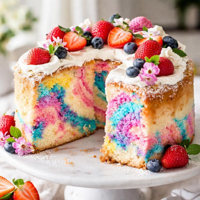 Image of Tie Dyed Angel Food Cake