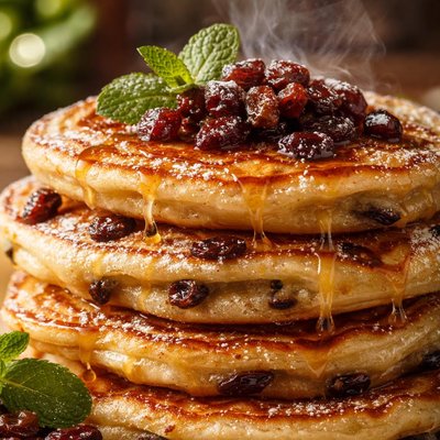 Image of Tiganites Me Stafithes Sugared Raisin Pancakes