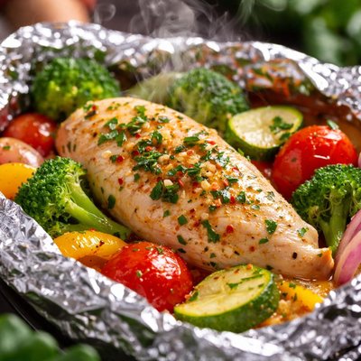 Image of Tin Foil Chicken Veggies