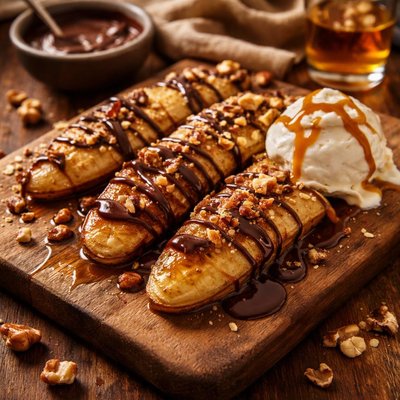 Image of Tipsy Bananas with Chocolate
