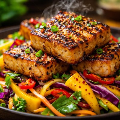 Image of To Hu Ang Swai Chei Grilled Tofu with Mango Slaw