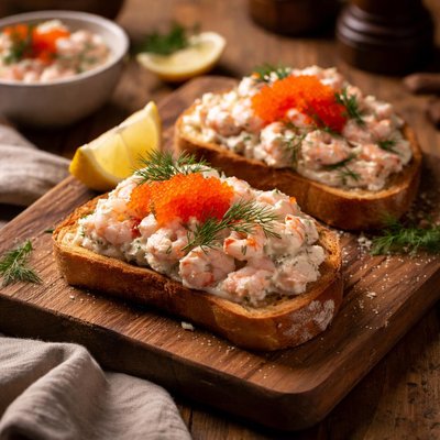 Image of Toast with Shrimp Roe Toast Skagen