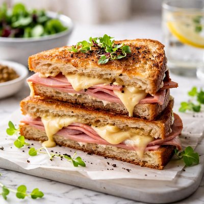 Image of Toasted Ham and Cheese Sandwich