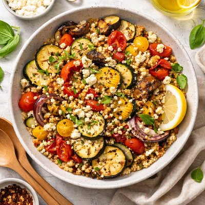 Image of Toasted Israeli Couscous Salad with Grilled Summer Vegetables