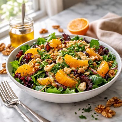 Image of Toasted Walnut Salad with Mandarin Oranges and Gorgonzola Cheese