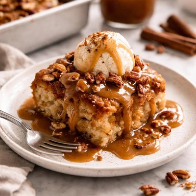 Image of Toffee Bread Pudding with Cinnamon Toffee Sauce