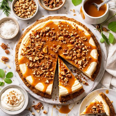 Image of Toffee Cheesecake with Caramel Sauce