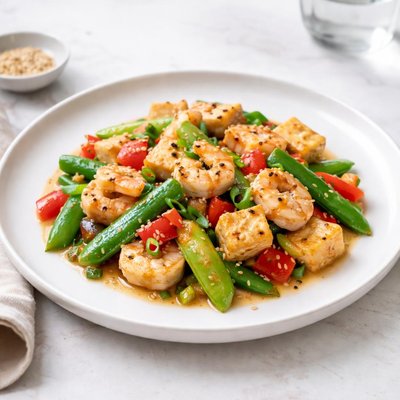 Image of Tofu and Shrimp Stir Fry Xia Ren Dou Fu