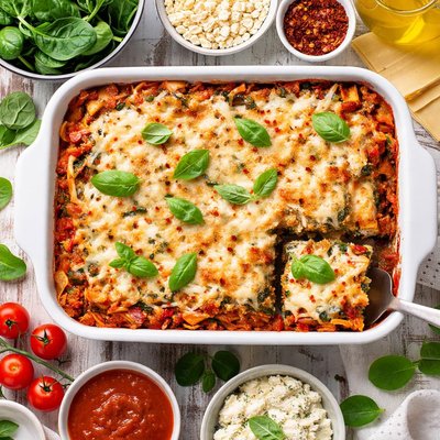 Image of Tofu and Spinach Vegetarian Lasagna Oamc