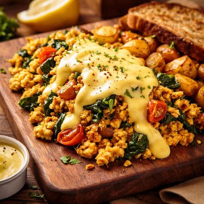 Image of Tofu Scramble with Hollandaise Sauce