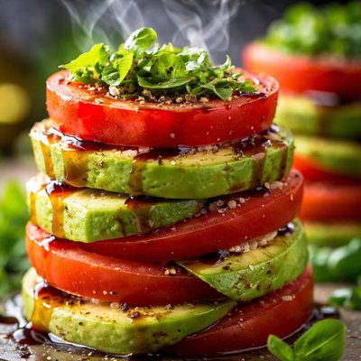 Image of Tomato and Avocado Stacks