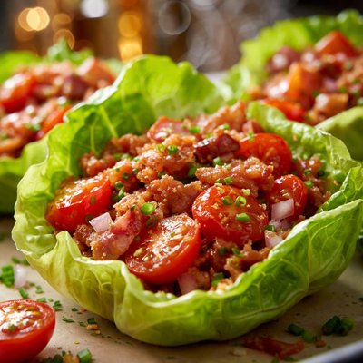 Image of Tomato and Bacon Salad in Bibb Lettuce Cups