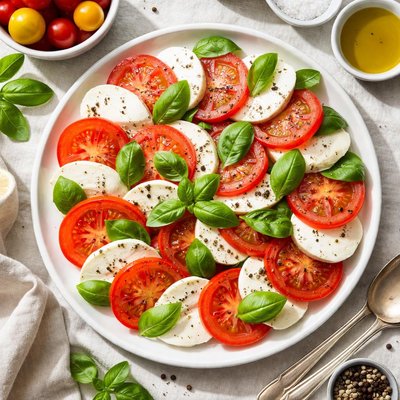 Image of Tomato and Fresh Mozzarella Salad with Basil