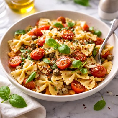 Image of Tomato Basil and Caper Bow Tie Pasta
