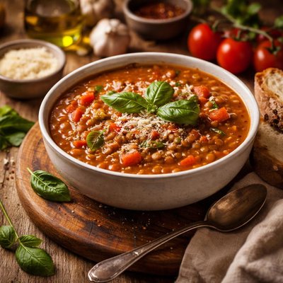 Image of Tomato Basil and Lentil Soup