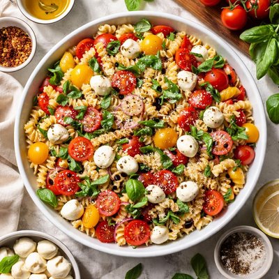 Image of Tomato Basil and Mozzarella Pasta Salad