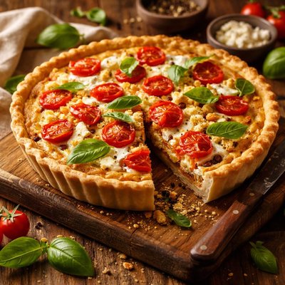 Image of Tomato Basil Quiche with Goat Cheese