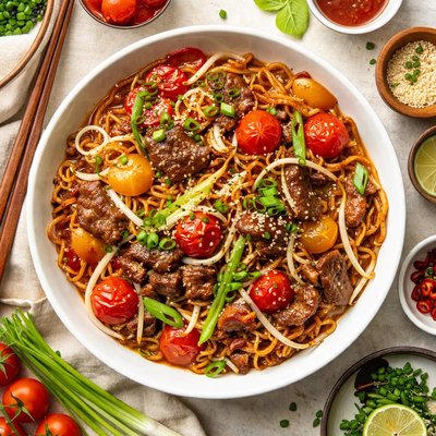 Image of Tomato Beef Chow Mein