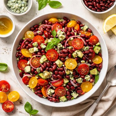 Image of Tomato Blue Cheese and Kidney Bean Salad