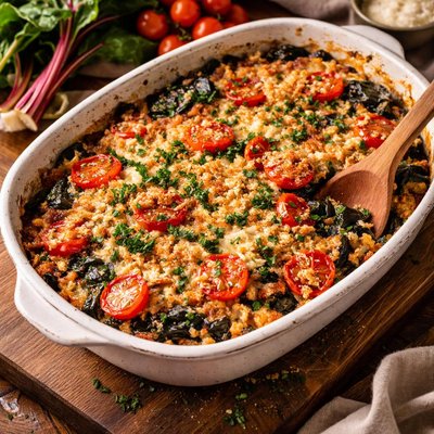 Image of Tomato Chard and Gruyere Casserole