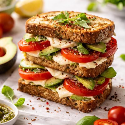 Image of Tomato Cheese and Avocado Sandwich