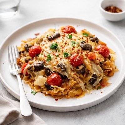 Image of Tomato Cheesy Cabbage and Mushroom Casserole