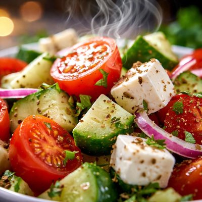 Image of Tomato Cucumber and Feta Salad