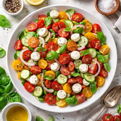 Image of Tomato Cucumber Mozzarella Salad