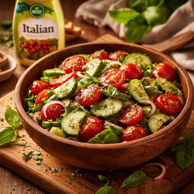 Image of Tomato Cucumber Salad with Wishbone Italian Dressing
