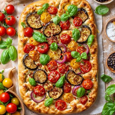 Image of Tomato Eggplant Focaccia Bread