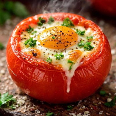 Image of Tomato Filled with Cheese and Egg