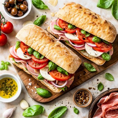 Image of Tomato Ham and Mozzarella Ciabatta