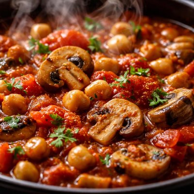 Image of Tomato Mushroom and Chickpea Stew