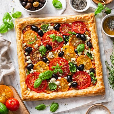 Image of Tomato Olive Poppy Seed Tart