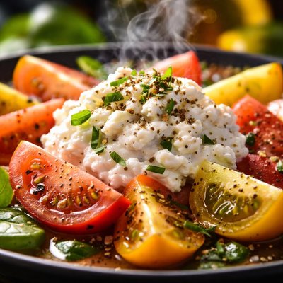 Image of Tomato Salad Served with Cottage Cheese