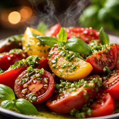 Image of Tomato Salad with Fresh Basil Dressing
