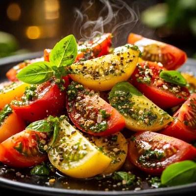 Image of Tomato Salad with Fresh Basil Vinaigrette
