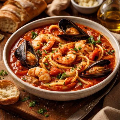 Image of Tomato Seafood Stew with Pasta