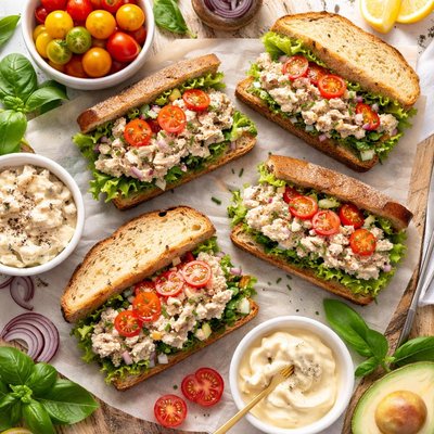 Image of Tomato Studded Tuna Salad Sandwiches