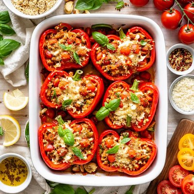 Image of Tomato Stuffed Red Bell Peppers