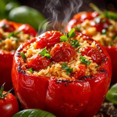 Image of Tomato Stuffed Roasted Red Peppers