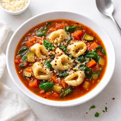 Image of Tomato Vegetable Soup with Cheese Tortellini