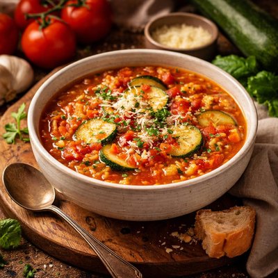Image of Tomato Zucchini and Rice Soup