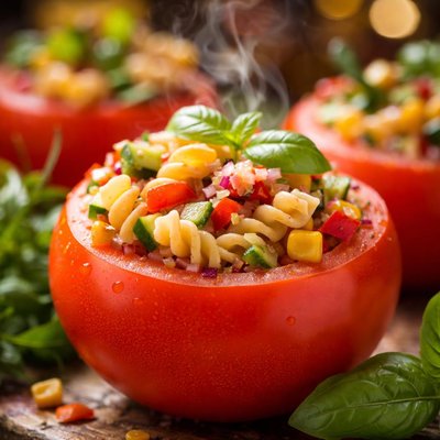 Image of Tomatoes Stuffed with Pasta Salad