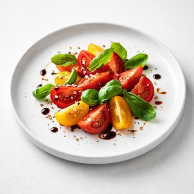 Image of Tomatoes with Fresh Basil and Aged Balsamic