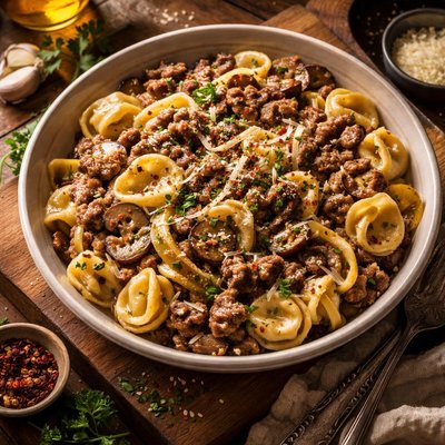 Image of Toretellini with Italian Sausage Fennel and Mushrooms
